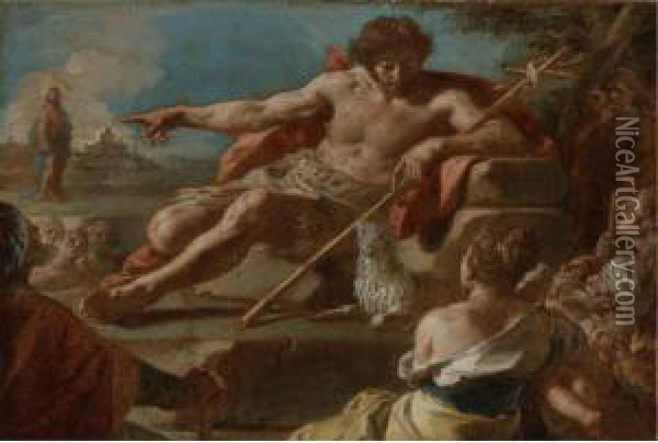Saint John The Baptist Preaching To The Multitude Oil Painting - Lorenzo De Caro