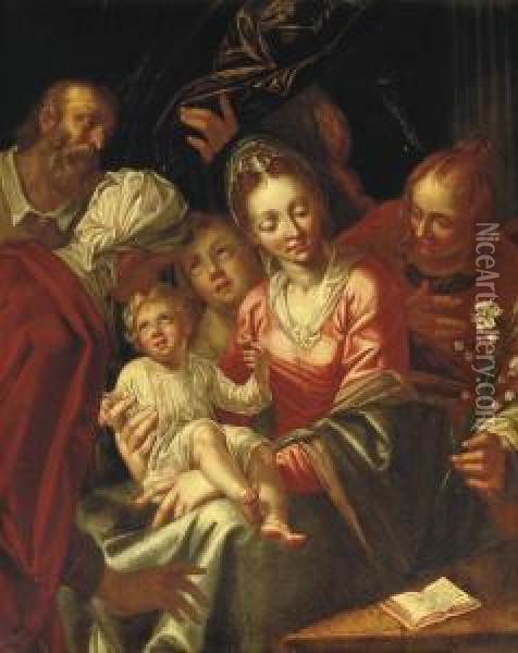 The Holy Family Oil Painting - Hendrick De Clerck
