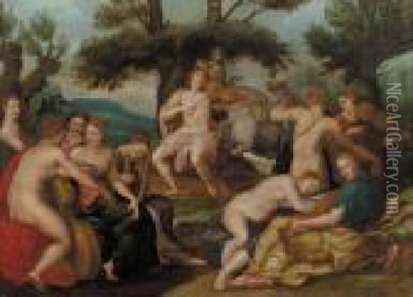 Apollo And The Muses Oil Painting - Hendrick De Clerck
