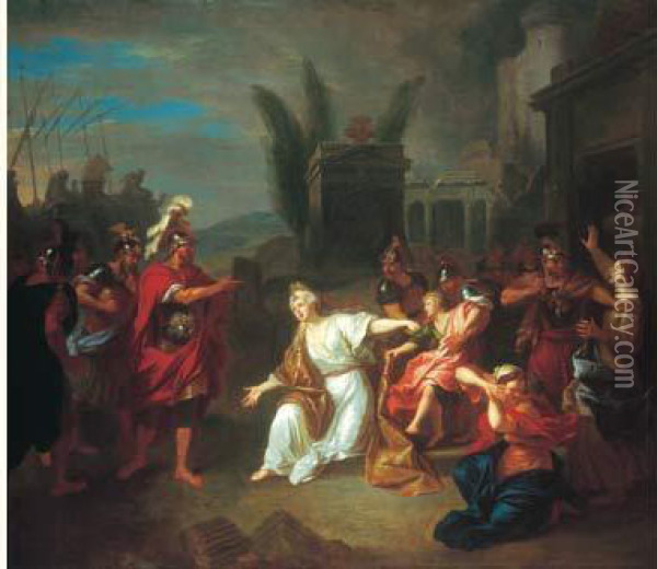 Ulysse Decouvrant Astyanax Cache Dans Le Tombeau De Son Pere Oil Painting - Louis de Silvestre