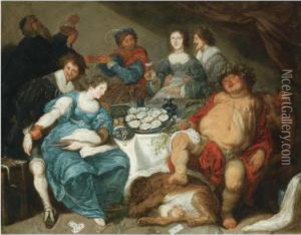 An Allegory Of The Five Senses Oil Painting - Simon de Vos