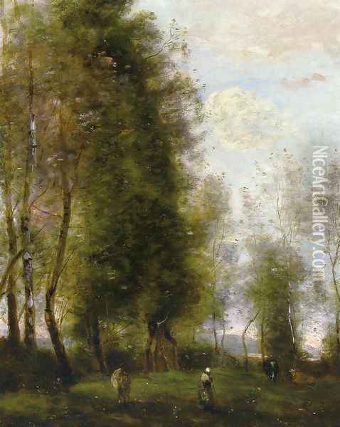 A Shady Resting Place (or Le Dormoir) Oil Painting - Jean-Baptiste-Camille Corot