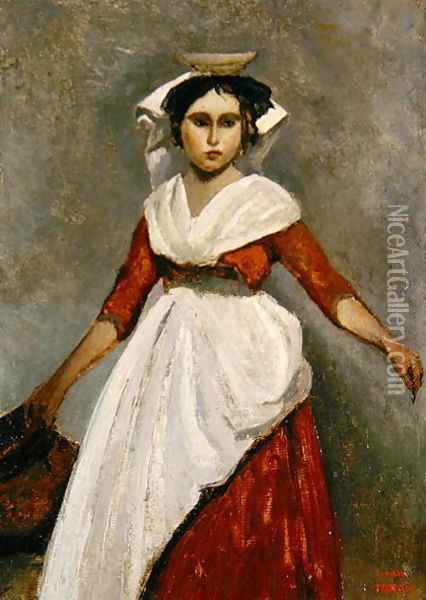 An Italian Girl, c.1872 Oil Painting - Jean-Baptiste-Camille Corot