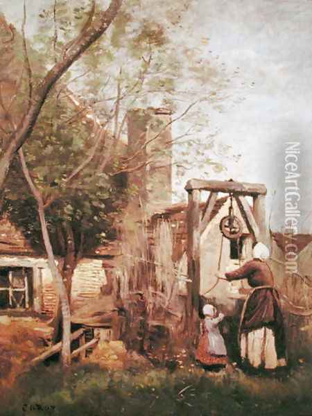 The Well, 1850-60 Oil Painting - Jean-Baptiste-Camille Corot
