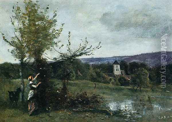 The Verdant Bank Oil Painting - Jean-Baptiste-Camille Corot
