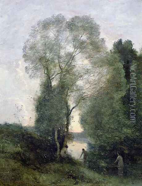 Les Baigneuses Oil Painting - Jean-Baptiste-Camille Corot