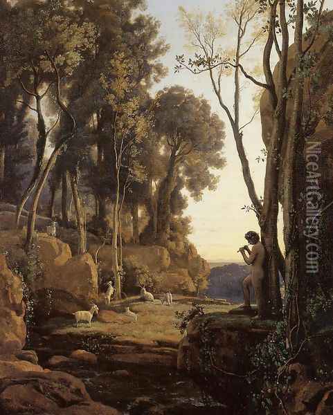 Landscape,Setting Sun Oil Painting - Jean-Baptiste-Camille Corot