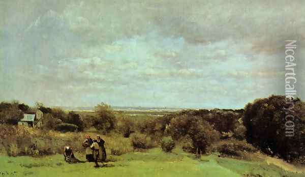 The Grape Harvest at Sevres Oil Painting - Jean-Baptiste-Camille Corot