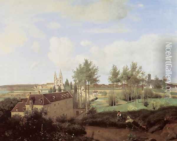 Soissons Seen from Mr. Henry's Factory Oil Painting - Jean-Baptiste-Camille Corot