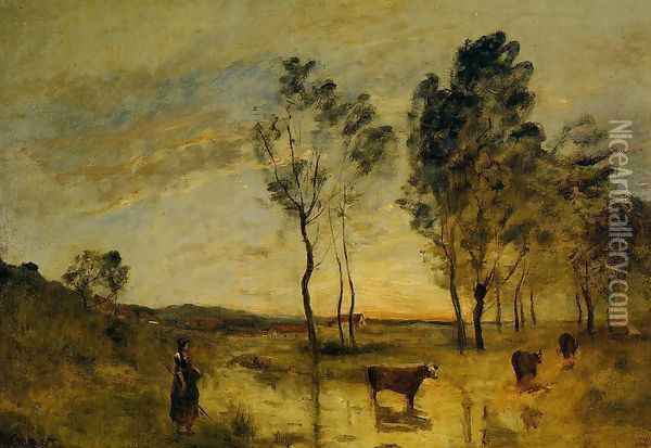 Le Gue Oil Painting - Jean-Baptiste-Camille Corot