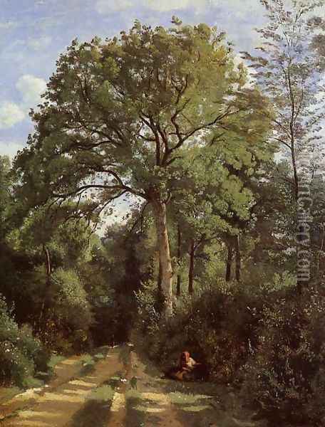 Ville d'Avray (Entrance to the Wood), c.1823-25 Oil Painting - Jean-Baptiste-Camille Corot