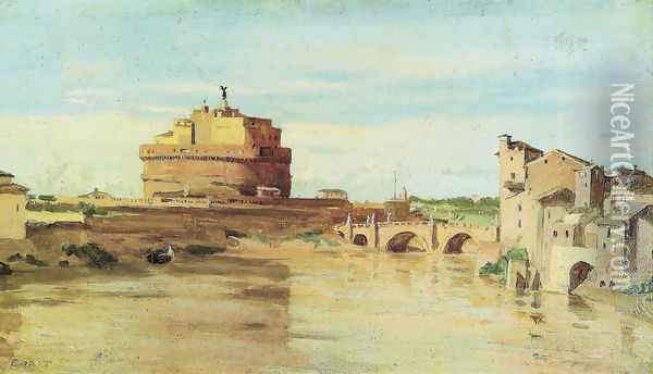 Saint Angelo and Tíber Castle Oil Painting - Jean-Baptiste-Camille Corot