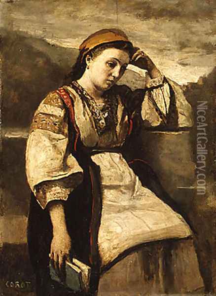 Reverie Oil Painting - Jean-Baptiste-Camille Corot