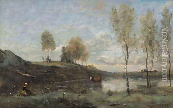 Souvenir des Marais de Bove, pres Amiens Oil Painting - Jean-Baptiste-Camille Corot