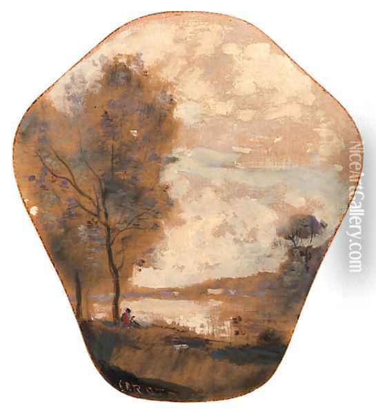 Le berger and Le pcheur Oil Painting - Jean-Baptiste-Camille Corot