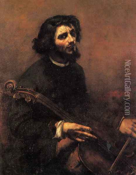 The Cellist, Self Portrait Oil Painting - Gustave Courbet