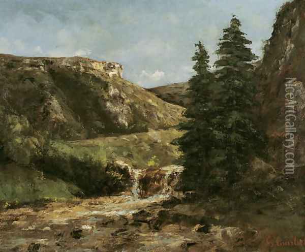 Landscape near Ornans, c.1858 Oil Painting - Gustave Courbet