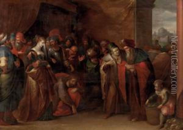 Christus Und Die Ehebrecherin (johannes 8,1-11) Oil Painting - Pietro Della Vecchio