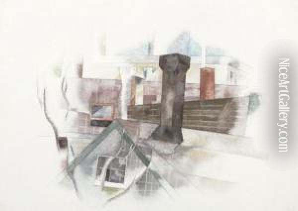 Rooftops, Provincetown Oil Painting - Charles Demuth