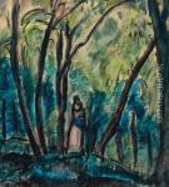 Among Leaves (old Buda Cemetery), About 1922 Oil Painting - Gyula Derkovits