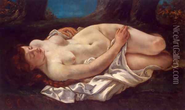Reclining Woman Oil Painting - Gustave Courbet