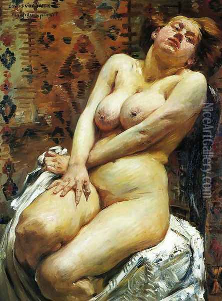 Nana, Female Nude Oil Painting - Lovis (Franz Heinrich Louis) Corinth