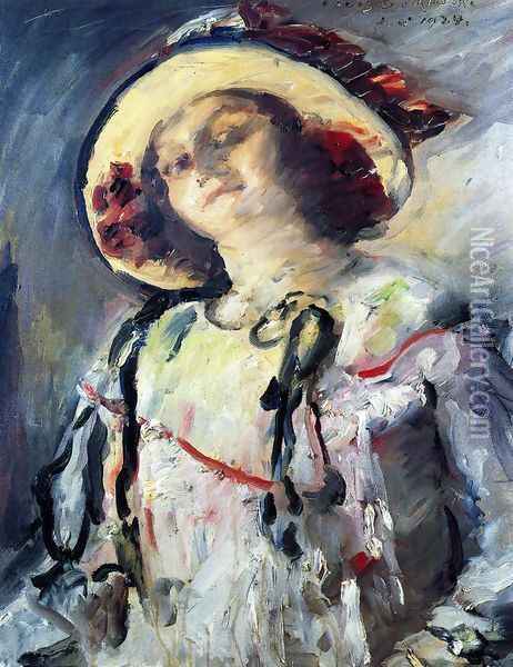Wilhelmine in a Yellow Hat Oil Painting - Lovis (Franz Heinrich Louis) Corinth