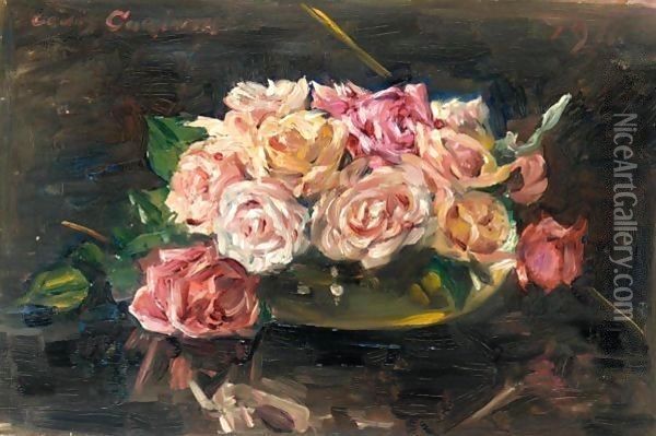 Roses I Oil Painting - Lovis (Franz Heinrich Louis) Corinth