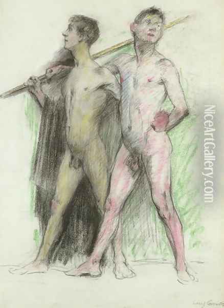 Study of two male figures Oil Painting - Lovis (Franz Heinrich Louis) Corinth
