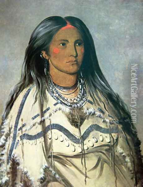 'Mint', a Mandan Indian girl, 1832 Oil Painting - George Catlin
