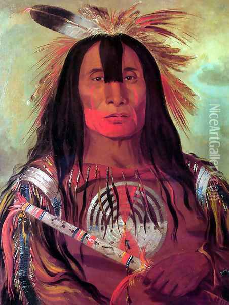Buffalo Bull's Back Fat, Head Chief, Blood Tribe Oil Painting - George Catlin
