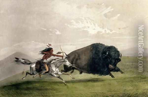 The Buffalo Chase 'Singling Out' Oil Painting - George Catlin
