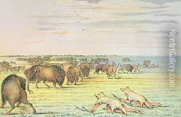 Stalking buffalo Oil Painting - George Catlin