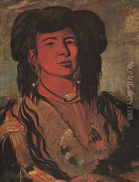 The Dakota Chief- One Horn, 1832 Oil Painting - George Catlin