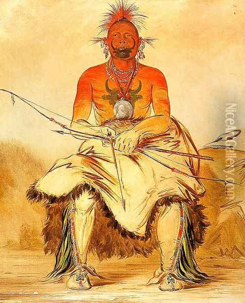Buffalo Bull, A Grand Pawnee Warrior Oil Painting - George Catlin