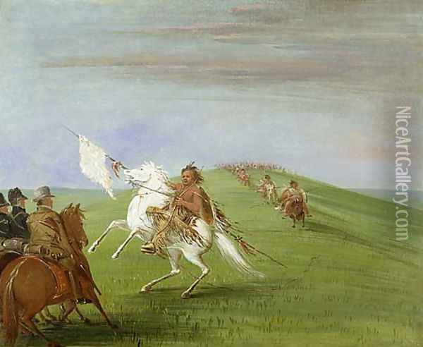Comanche Meeting the Dragoons Oil Painting - George Catlin