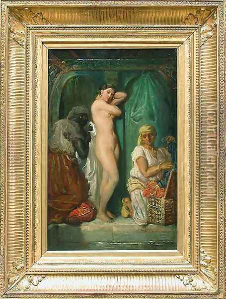 Un bain au sérail (A Bath in the Harem) Oil Painting - Theodore Chasseriau