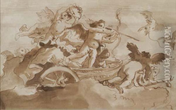 Putti Riding A Chariot In The Clouds Oil Painting - Dosso Dossi