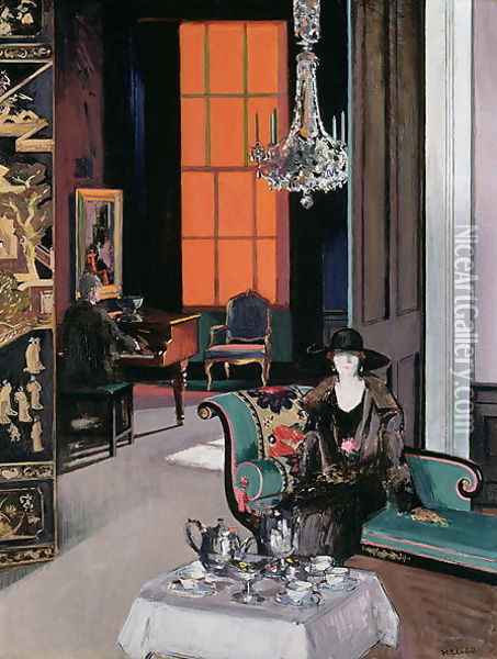Interior - The Orange Blind, c.1928 Oil Painting - Francis Campbell Boileau Cadell
