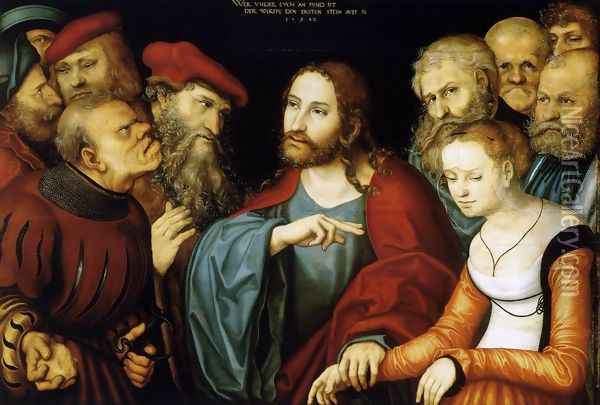 Christ and the Adulteress 1532 Oil Painting - Lucas The Elder Cranach