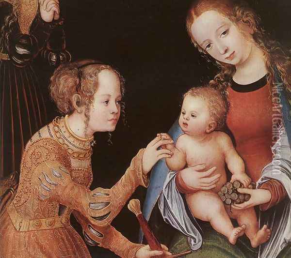 The Mystic Marriage of St Catherine (detail) c. 1516 Oil Painting - Lucas The Elder Cranach