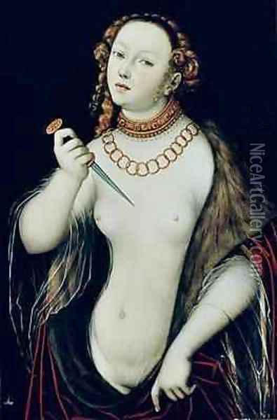 The Suicide of Lucretia 2 Oil Painting - Lucas The Elder Cranach