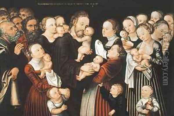 Jesus and the Children Oil Painting - Lucas The Elder Cranach