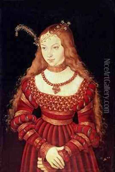 Princess Sybille of Cleves as a bride Oil Painting - Lucas The Elder Cranach