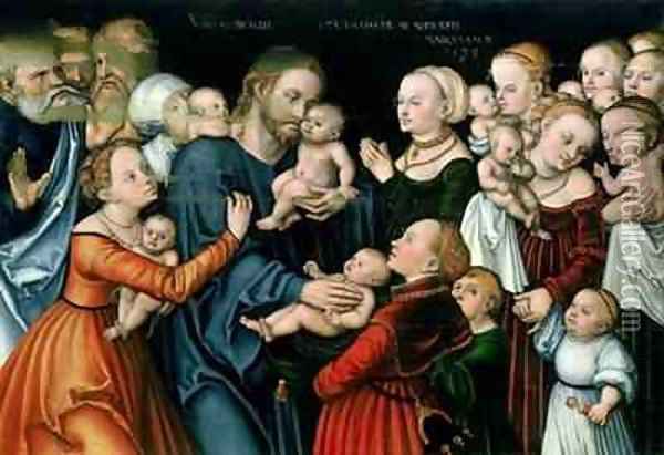 Suffer the Little Children to Come Unto Me Oil Painting - Lucas The Elder Cranach