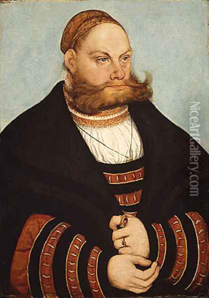 Portrait of a Man with a Gold Embroidered Cap 1532 Oil Painting - Lucas The Elder Cranach