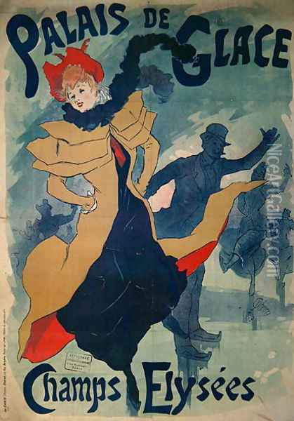 Poster advertising the Palais de Glace on the Champs Elysees Oil Painting - Jules Cheret