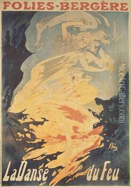 Folies Bergeres: la Danse du Feu, France 1897 Oil Painting - Jules Cheret