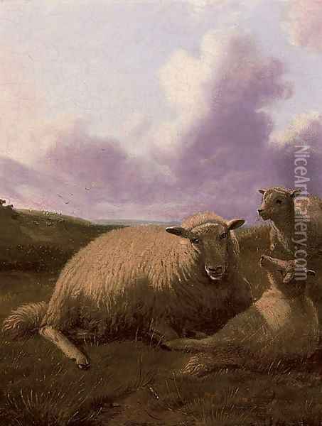 Sheep on a hillside Oil Painting - Thomas Sidney Cooper