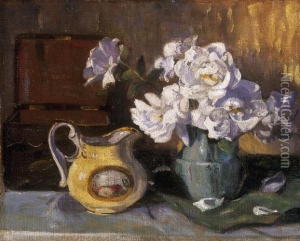 Still Life Of Flowers With A Pot Oil Painting - Bela Endre
